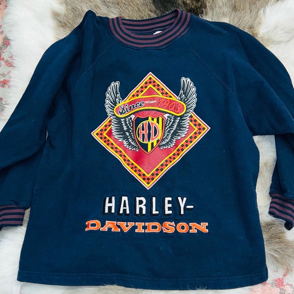 Vintage Harley-Davidson Crewneck Sweatshirt Embroidered Fits Men’s M